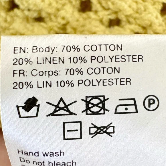 Nanushka Tula Oversized Open Crochet Knit Tank Top Yellow Small Linen Blend Boho - Picture 6 of 6